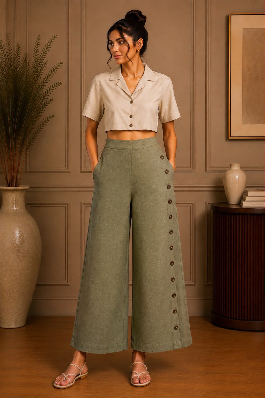 WILLOW BUTTON LINEN PANT